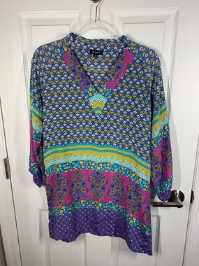 Tolani silk tunic blouse size small